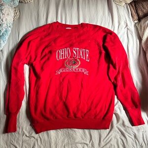 LOGO 7 Red Ohio State Crewneck Sweater